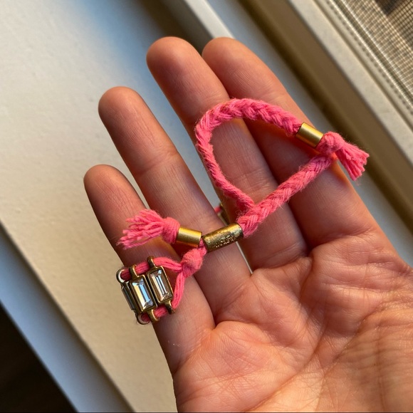 J. Crew Hot Pink Emerald Cut Glass Bracelet - Picture 2 of 5